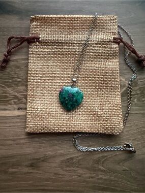Ruby Zoisite Crystal Heart Necklace Ruby in Zoisite Necklace